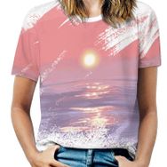 AILLOSA TH-85 Tamamı Baskılı Kısa Kollu Yuvarlak Yaka Kadın T-shirt