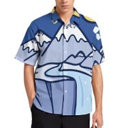 AILLOSA TH-98 Aloha Hawaii 3D Desen Kısa Kollu Erkek Gömlek