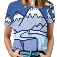 AILLOSA TH-98 Tamamı Baskılı Kısa Kollu Yuvarlak Yaka Kadın T-shirt