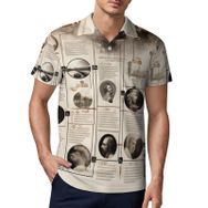 AILLOSA YH-1 3D Baskılı Desen Kısa Kollu Polo Yaka Erkek T-shirt
