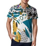 AILLOSA YH-100 3D Baskılı Desen Kısa Kollu Polo Yaka Erkek T-shirt