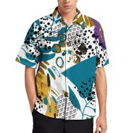 AILLOSA YH-100 Aloha Hawaii 3D Desen Kısa Kollu Erkek Gömlek