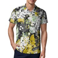 AILLOSA YH-101 3D Baskılı Desen Kısa Kollu Polo Yaka Erkek T-shirt