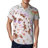 AILLOSA YH-102 3D Baskılı Desen Kısa Kollu Polo Yaka Erkek T-shirt