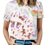 AILLOSA YH-102 Tamamı Baskılı Kısa Kollu Yuvarlak Yaka Kadın T-shirt