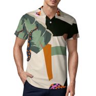 AILLOSA YH-103 3D Baskılı Desen Kısa Kollu Polo Yaka Erkek T-shirt