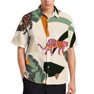 AILLOSA YH-103 Aloha Hawaii 3D Desen Kısa Kollu Erkek Gömlek
