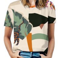 AILLOSA YH-103 Tamamı Baskılı Kısa Kollu Yuvarlak Yaka Kadın T-shirt