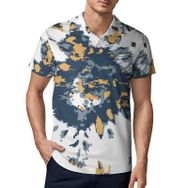 AILLOSA YH-104 3D Baskılı Desen Kısa Kollu Polo Yaka Erkek T-shirt