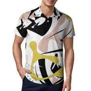 AILLOSA YH-105 3D Baskılı Desen Kısa Kollu Polo Yaka Erkek T-shirt