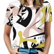 AILLOSA YH-105 Tamamı Baskılı Kısa Kollu Yuvarlak Yaka Kadın T-shirt