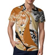 AILLOSA YH-106 3D Baskılı Desen Kısa Kollu Polo Yaka Erkek T-shirt