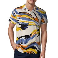 AILLOSA YH-107 3D Baskılı Desen Kısa Kollu Polo Yaka Erkek T-shirt