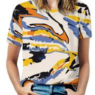 AILLOSA YH-107 Tamamı Baskılı Kısa Kollu Yuvarlak Yaka Kadın T-shirt