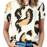 AILLOSA YH-108 Tamamı Baskılı Kısa Kollu Yuvarlak Yaka Kadın T-shirt