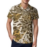 AILLOSA YH-110 3D Baskılı Desen Kısa Kollu Polo Yaka Erkek T-shirt