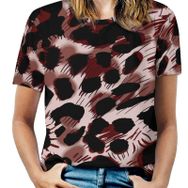 AILLOSA YH-113 Tamamı Baskılı Kısa Kollu Yuvarlak Yaka Kadın T-shirt