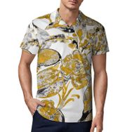 AILLOSA YH-114 3D Baskılı Desen Kısa Kollu Polo Yaka Erkek T-shirt