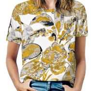 AILLOSA YH-114 Tamamı Baskılı Kısa Kollu Yuvarlak Yaka Kadın T-shirt