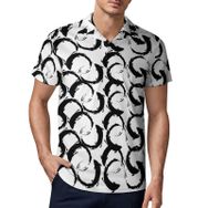 AILLOSA YH-12 3D Baskılı Desen Kısa Kollu Polo Yaka Erkek T-shirt