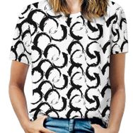AILLOSA YH-12 Tamamı Baskılı Kısa Kollu Yuvarlak Yaka Kadın T-shirt