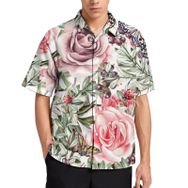 AILLOSA YH-120 Aloha Hawaii 3D Desen Kısa Kollu Erkek Gömlek