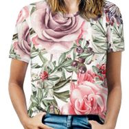 AILLOSA YH-120 Tamamı Baskılı Kısa Kollu Yuvarlak Yaka Kadın T-shirt