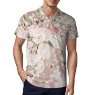 AILLOSA YH-121 3D Baskılı Desen Kısa Kollu Polo Yaka Erkek T-shirt