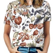AILLOSA YH-124 Tamamı Baskılı Kısa Kollu Yuvarlak Yaka Kadın T-shirt