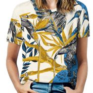 AILLOSA YH-125 Tamamı Baskılı Kısa Kollu Yuvarlak Yaka Kadın T-shirt