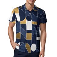 AILLOSA YH-126 3D Baskılı Desen Kısa Kollu Polo Yaka Erkek T-shirt