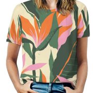 AILLOSA YH-127 Tamamı Baskılı Kısa Kollu Yuvarlak Yaka Kadın T-shirt