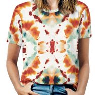 AILLOSA YH-129 Tamamı Baskılı Kısa Kollu Yuvarlak Yaka Kadın T-shirt