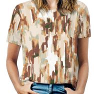 AILLOSA YH-131 Tamamı Baskılı Kısa Kollu Yuvarlak Yaka Kadın T-shirt