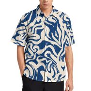 AILLOSA YH-132B Aloha Hawaii 3D Desen Kısa Kollu Erkek Gömlek