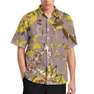 AILLOSA YH-134 Aloha Hawaii 3D Desen Kısa Kollu Erkek Gömlek