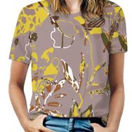 AILLOSA YH-134 Tamamı Baskılı Kısa Kollu Yuvarlak Yaka Kadın T-shirt