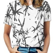 AILLOSA YH-135 Tamamı Baskılı Kısa Kollu Yuvarlak Yaka Kadın T-shirt