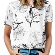 AILLOSA YH-137 Tamamı Baskılı Kısa Kollu Yuvarlak Yaka Kadın T-shirt