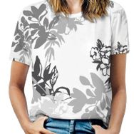 AILLOSA YH-138 Tamamı Baskılı Kısa Kollu Yuvarlak Yaka Kadın T-shirt