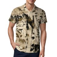 AILLOSA YH-139 3D Baskılı Desen Kısa Kollu Polo Yaka Erkek T-shirt