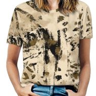 AILLOSA YH-139 Tamamı Baskılı Kısa Kollu Yuvarlak Yaka Kadın T-shirt