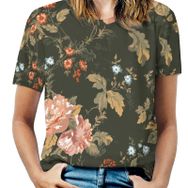 AILLOSA YH-14 Tamamı Baskılı Kısa Kollu Yuvarlak Yaka Kadın T-shirt
