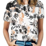 AILLOSA YH-140 Tamamı Baskılı Kısa Kollu Yuvarlak Yaka Kadın T-shirt