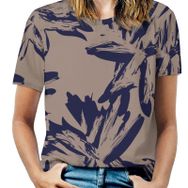 AILLOSA YH-141 Tamamı Baskılı Kısa Kollu Yuvarlak Yaka Kadın T-shirt