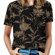 AILLOSA YH-142 Tamamı Baskılı Kısa Kollu Yuvarlak Yaka Kadın T-shirt