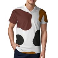 AILLOSA YH-144 3D Baskılı Desen Kısa Kollu Polo Yaka Erkek T-shirt