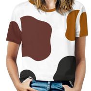 AILLOSA YH-144 Tamamı Baskılı Kısa Kollu Yuvarlak Yaka Kadın T-shirt