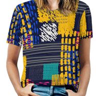 AILLOSA YH-145 Tamamı Baskılı Kısa Kollu Yuvarlak Yaka Kadın T-shirt