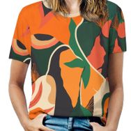 AILLOSA YH-146 Tamamı Baskılı Kısa Kollu Yuvarlak Yaka Kadın T-shirt